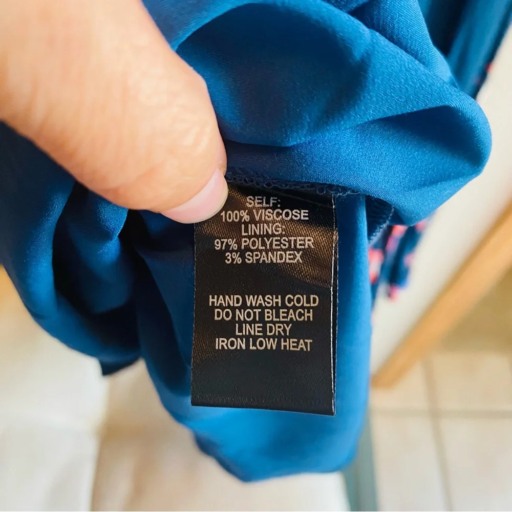 Lulus Dalton Teal Blue Floral Print Ruffled Wrap Dress - Picture 7 of 7